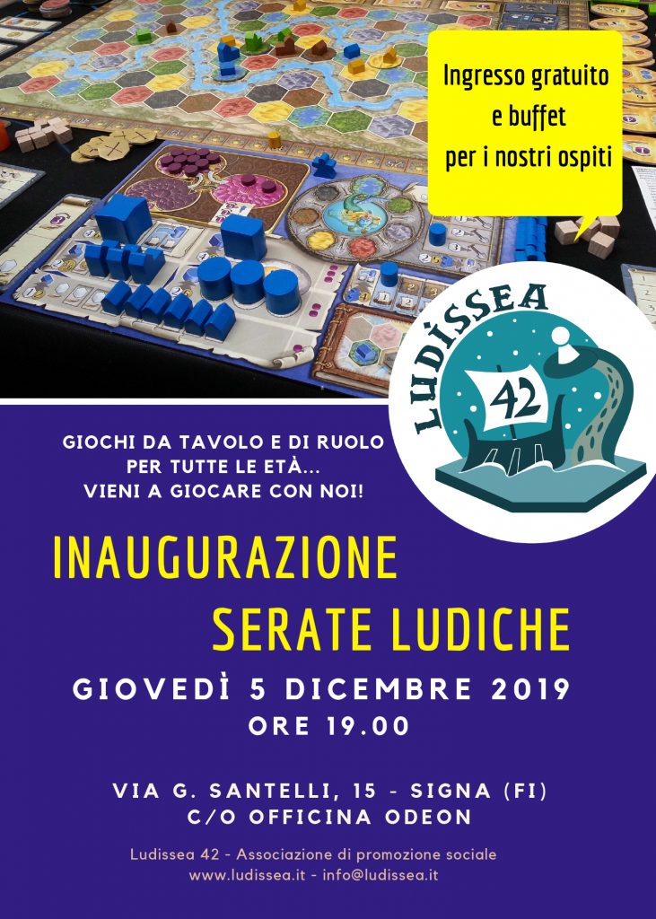 Volantino inaugurazione serate ludiche a Signa