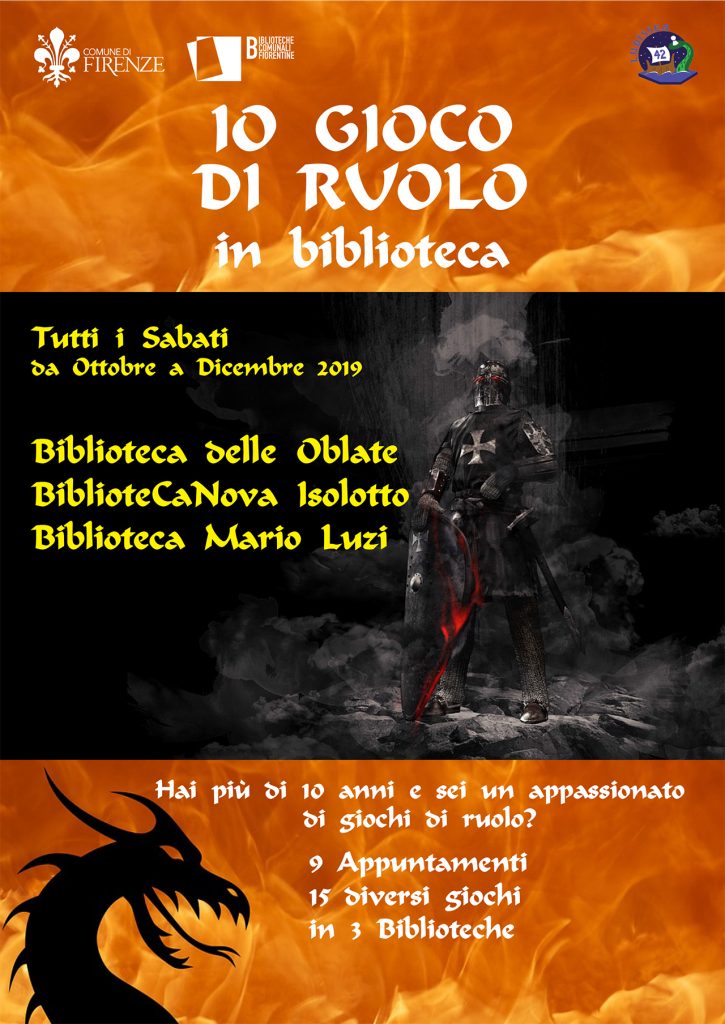 Fronte volantino Io gioco di ruolo nelle biblioteche fiorentine